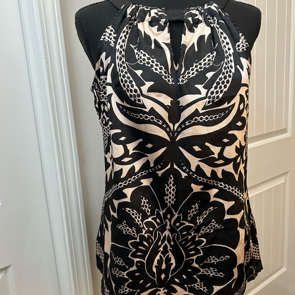 The Limited Black & Cream Sleeveless Keyhole Blouse Small | Workwear